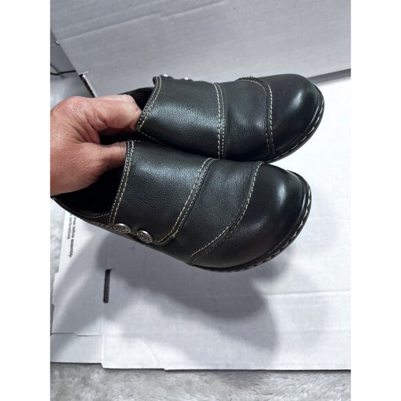 Clarks Womens Bendables Black Leather Slip-On Shoes Size 8M - Picture 4 of 8
